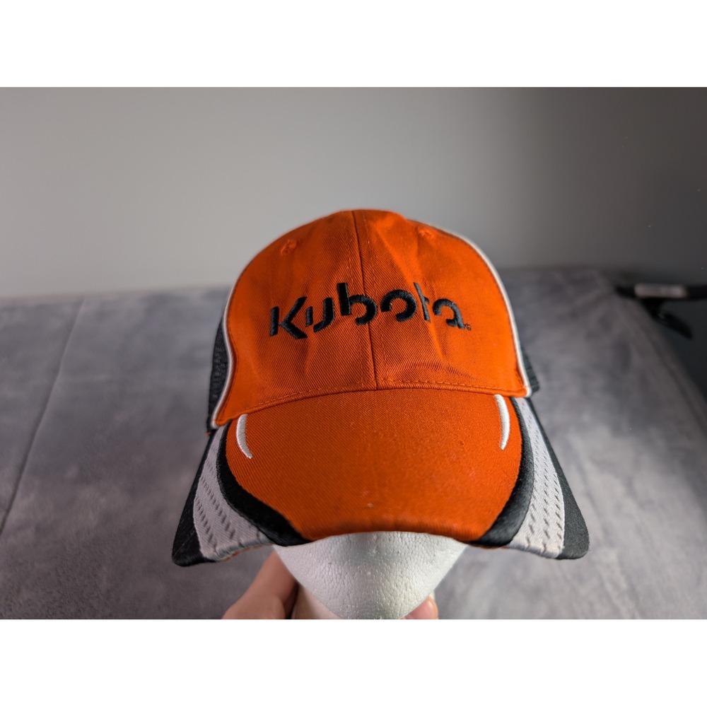 Kubota Tractor Hat Orange Black Mesh Trucker Cap K-Products Adjustable Strap